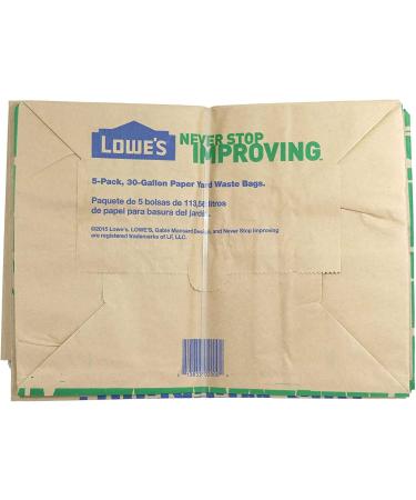 Lowes 30 Gallon Paper Lawn and Leaf Trash Bags - 15 Bags Total (5 Count, Pack of 3) - Buy Online on GoSupps.com