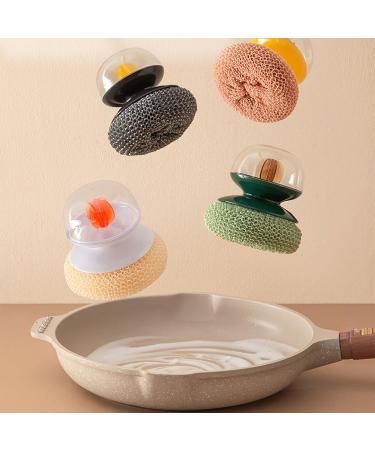 Steel Scrubber for Kitchens Bathroom Handle Stainless Steel Sponge Wire Metal Scrubber Kitchen Dish Scrub Pad Wire Ball Cleaning Ball Dark Green - Buy Online on GoSupps.com