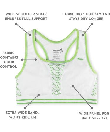Dragonwing Seamless Girls Racerback Sports Bra - White With Lime, Size 12 | Teen & Tween Quick Dry Training Bra - Buy Online on GoSupps.com