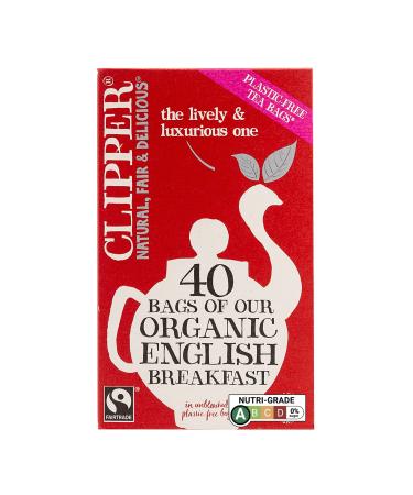 Clipper Fairtrade Organic English Breakfast Tea Bags | Black Tea Bags | Natural Unbleached Plant-Based Biodegradable & Sustainable Teabags | Eco Conscious Non GM & Fair Trade Tea (40 Teabags) - Buy Online on GoSupps.com