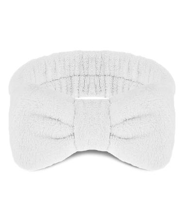 WLLHYF Spa Headband  Makeup Headband Hair Band for Washing Face Women's Hair Bands Bowknot Headbands Super Elastic Soft Flannel Head Wraps For Makeup  Face Wash  Shower  Skincare Headbands(White)