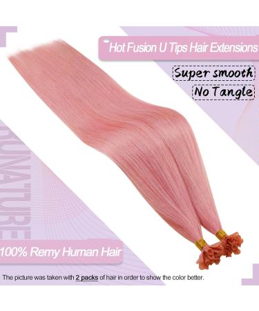 Runature 40cm Pink U Tip Extensions - Real Hair Bonding Colorful Human Hair Invisible Bond 20g Beach Color - Buy Online on GoSupps.com