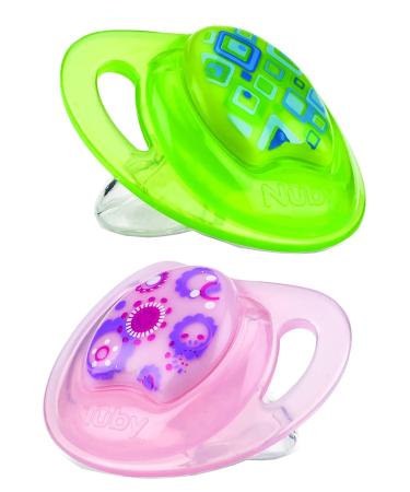 Silicone Prima PP orthodontic green and pink 2 pieces pacifier with massage bag BPA-free non-toxic for baby girls 6-18 months