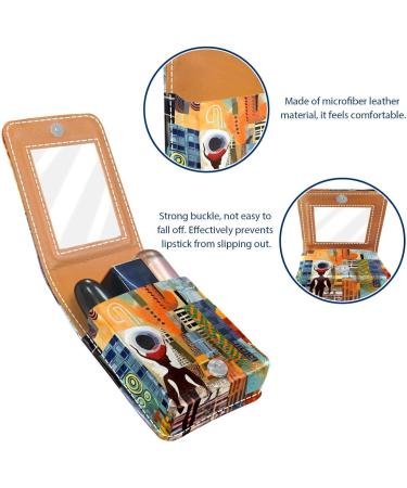 Buy Abstract Africa Print Leather Lipstick Case - Mini Organizer with Mirror | Stylish Lip Gloss Holder for Travel - Buy Online on GoSupps.com