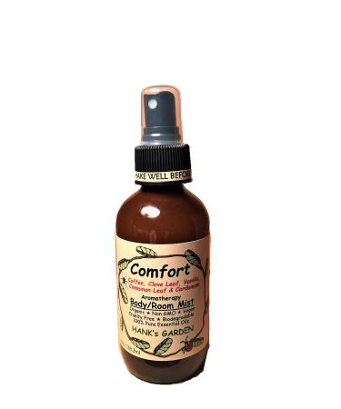 Comfort Aromatherapy Body Room Mist Spray - Coffee Clove Leaf Vanilla Cinnamon Leaf & Cardamom - Organic Biodegradable Vegan 100% Pure Essential Oils Non GMO (4 oz / 118.3 ml)
