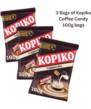 Cappuccino Coffee Candy Caffeine Sweets Bundle Containing 3 x 100g Kopiko Brand Cappuccino Caffee Candy Hard Boiled Sweets - Buy Online on GoSupps.com