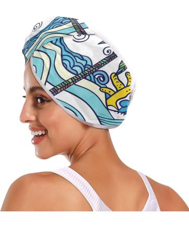 Sun Sea Coconut Tree Hair Towel 2 Pack | Super Absorbent Quick Dry Hair Turbans for Women & Girls - Buy Online on GoSupps.com