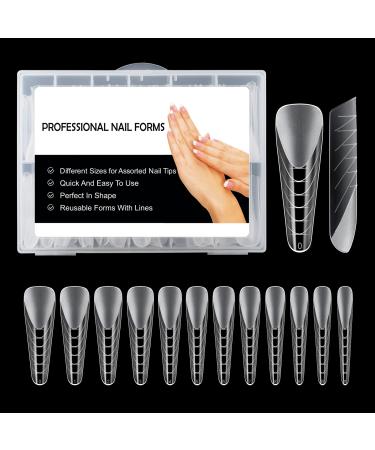 BNG Dual Nail Forms For Gel Builder 120 Pcs Frosted Dual Forms Professional Polymer Gel Nails Extension Mold Full Cover Acrylic Nail Molds Quick Building Mold S