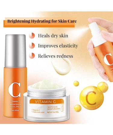 Vitamin C Face Mist&Vitamin C Cream Hydrating Face Mist&Anti Aging Cream Set Vitamin C Serum for Face Relieves Redness Skincare Set Brighten&Improve Uneven Skin Relieves Dark Spots Spray Moisturiser - Buy Online on GoSupps.com