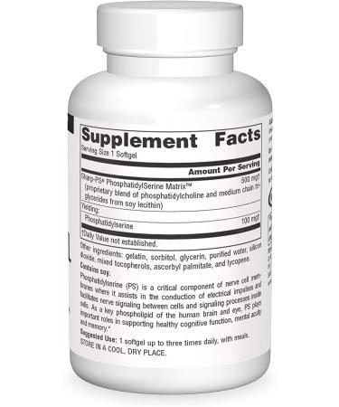 Source Naturals Phosphatidyl Serine Matrix 500mg - 60 Softgels for Memory & Focus - Buy Online on GoSupps.com
