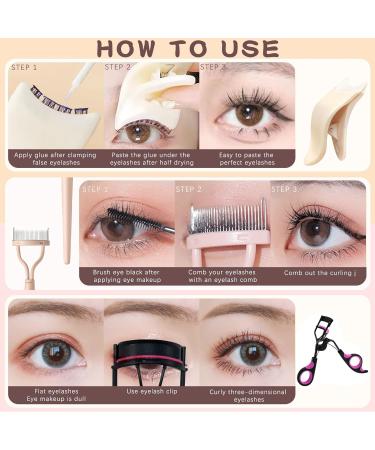 3 in 1 Eyelash Application Tool Kit - Curler Clip Tweezers & Comb for Perfect Eye Makeup | 3Pcs Eyelashes Buddy Set - Convenient & Effective Eyelash Tools - Buy Online on GoSupps.com
