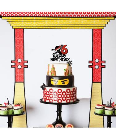 Happy 6th Birthday Cake Topper - Kung FU Ninja Themed Karate Boy Girl Baby Shower Glitter Party Cake Decoration - Six Years Old Birthday Party Decor - Buy Online on GoSupps.com