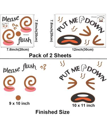 Maydahui Funny Face Expression Toilet Seat Sticker Set - 2 Pcs Waterproof Flush Decals for Bathroom - 10x9 and 11x10 Inches - Kids Potty Training Reminder - Buy Online on GoSupps.com