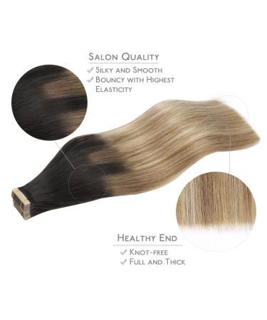Buy If-alife Tape Extensions | 20Pcs Real Hair 26 Inch Dark Brown to Chestnut Brown & Dirty Blonde Highlights - Silky Straight Remy Invisible Skin Weft - Buy Online on GoSupps.com