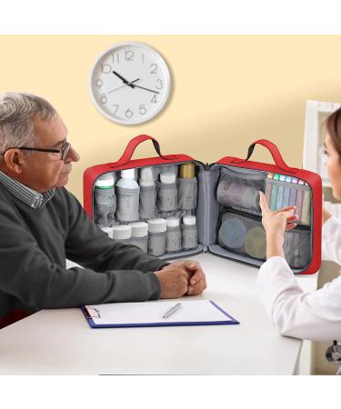SITHON Pill Bottle Organizer Travel Bag with Fixed Pockets - Red - Buy Online on GoSupps.com