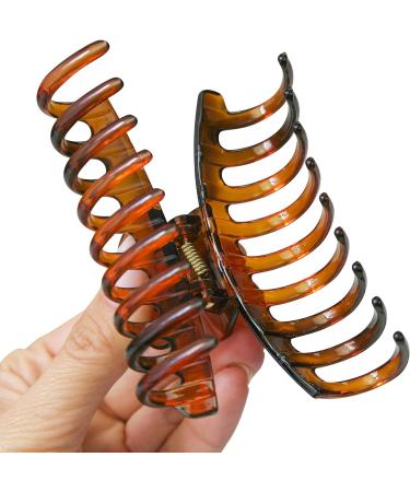 2PCS Non-Slip Hair Claw Clips Set for Women & Girls - Strong Hold, Fine Hair Grip in Black/Brown - Buy Online on GoSupps.com