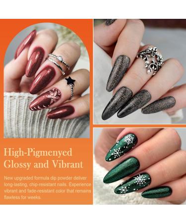 Aikker 27 Pcs Dip Powder Nail Kit - Autumn Orange Brown Glitter Purple Green Fall Colors | Christmas Dipping Powder Starter Set - Base Top Coat Activator | Manicure DIY AK40 - Buy Online on GoSupps.com