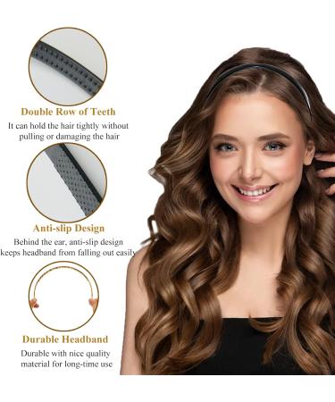 3 Pcs Plastic Plain Headbands Teeth Comb Headbands Skinny DIY Hair Bands Headbands (1*Leopard Print+1* Black+1*Matte black) - Buy Online on GoSupps.com