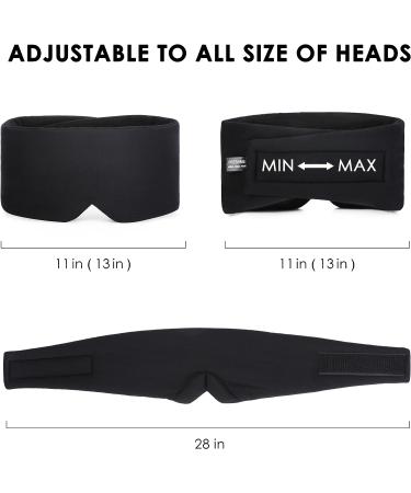 FRESHME Handmade Cotton Sleep Mask Blackout - Adjustable Soft Eye Cover for Women Men - Breathable Blindfold for Sleeping, Travel - Black - Buy Online on GoSupps.com