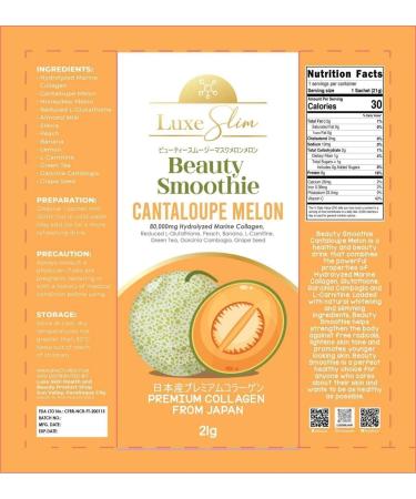 Luxe Slim Beauty Smoothie Cantaloupe Melon (21g x 10 Sachets) 1 Box - Buy Online on GoSupps.com