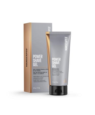 MANSCAPED Power Shave Gel Men's Head and Face Shaving Gel with Witch Hazel and Liquid Exfoliants to Help Defend Against Irritation and Ingrown Hairs 6 fl oz