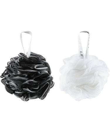 Lifeforce Shower Puff Loofah 60g - Set of 6 Exfoliating Bath Sponges for Adults - Soft Mesh Body Sponge in Classic Black & White Colors - Buy Online on GoSupps.com