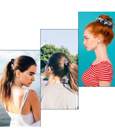 Whaline Velvet Hair Scrunchies - Blue Gray Theme, Pack of 12 Soft Elastic Hair Bands for Girls and Women - Buy Online on GoSupps.com