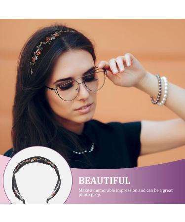 Minkissy Black Wide Floral Boho Headband - Vintage Ethnic Style Hair Accessories for Women & Girls - Buy Online on GoSupps.com