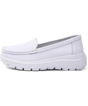ZYEN Women's Nursing Shoes - Comfortable Slip-On Loafers for Work - White, Size 8 - Buy Online on GoSupps.com