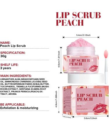 Moisturizing Lip Scrub Lip Care Scrub Peach Lip Balm Sleeping Masque | Smoothing 30ml Lip Care Product Repairs Lip Wrinkles Dry Cracked Peeling Lip - Buy Online on GoSupps.com