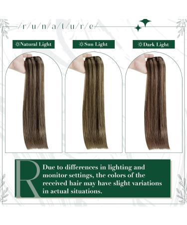 Runature Clip In Extensions - Real Human Hair Dark Brown & Ash Brown - 50g 25cm (10 inch) - 3PCs #2P8A - Silky & Easy to Install - Buy Online on GoSupps.com