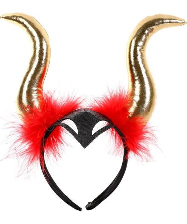 amangul Soft Devil Cool Headband Horn Animal Horn Hair Hoop for Kids Shows Overwhelming Animal Hairbands Cartoon Costume(Pattern Gold) - Buy Online on GoSupps.com