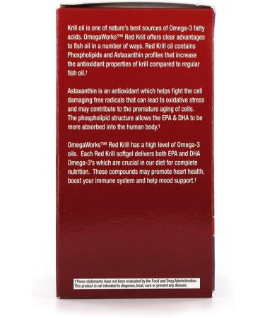 OmegaWorks RedKrill Fish Oil 725 mg with EPA and DHA Fatty Acids Joint Health 60 softgels 60 servings - Buy Online on GoSupps.com
