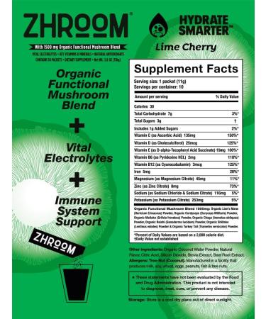 Hydration Immunity Mix (Lime Cherry) - Organic Mushroom Blend - 3.8 Oz (Pack of 10) | Boost Your Immunity & Hydration - Buy Online on GoSupps.com