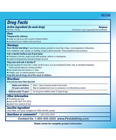 Buy PhysiciansCare 90306 Cough & Sore Throat Lozenges - Cherry Menthol 50 Individually Wrapped | Fast International Shipping - Buy Online on GoSupps.com