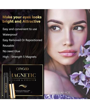 Magnetic Eyelashes Kit - 10 Pairs with Eyeliner & Tweezers | Easy to Use Black Lashes - Buy Online on GoSupps.com