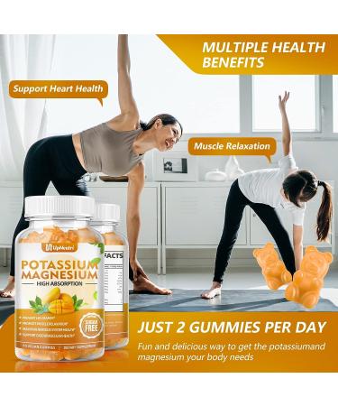 Potassium Magnesium Gummies for Adults and Kids - Sugar-Free Supplement for Leg Cramps & Muscle Health - Non-GMO Vegan Mango Flavor - 60 Count - Buy Online on GoSupps.com