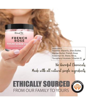 Body Scrub Exfoliator - 12oz FRENCH ROSE Sugar scrub cubes w/Mango Butter & Shea butter Shower Bombs Aromatherapy Shower Steamers with Organic Essential Oils for Vaporizing Steam Spa - Buy Online on GoSupps.com