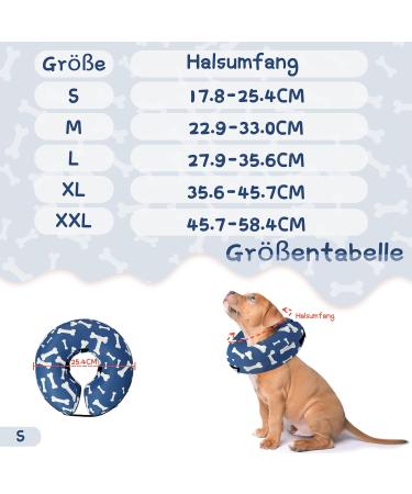 Supet Rewrise Dog Inflatable Collar - Adjustable Comfortable Post-Op Protection for Pets (Blue Bones Small 17.8-25.4cm) - Buy Online on GoSupps.com