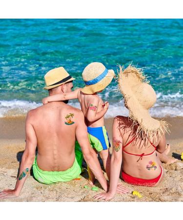 60-Piece Summer Temporary Tattoos for Kids - Pool Party Favors, Hawaiian Luau Beach Theme with Watermelon, Strawberry, Pineapple, and Flamingo Designs - Tropical Temporary Tattoo Stickers for Birthday and Pool Parties - Buy Online on GoSupps.com