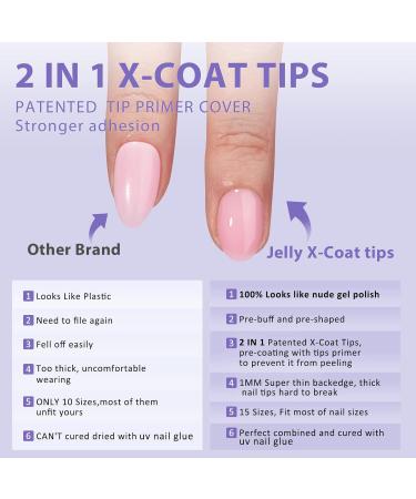 Buy Bartbox Almond Soft Gel Nail Tips | Extra Short Full Cover Pink Press-On Nails for Extensions | Best Quality Gel N gel - Buy Online on GoSupps.com