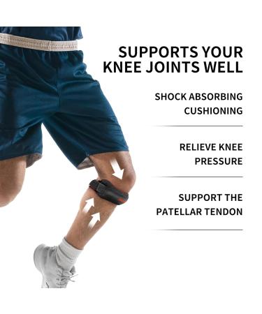 Proiron Knee Strap - Adjustable Patella Tendon Bandage for Men & Women | Black & Orange Knee Support for Sports - Buy Online on GoSupps.com