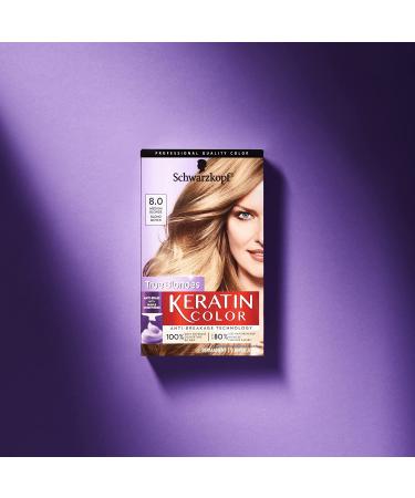 Schwarzkopf Keratin Color 8.0 Medium Blonde Hair Color Cream - Permanent Formula - Buy Online on GoSupps.com