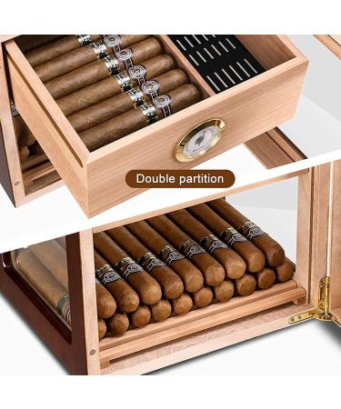 Cigar Cabinet- Avoid Eggplant Worm Cigar Cabinet Piano Paint Double-Layer Cigar Box Mellow Cigar Box moisturizing and Humidity Cigar Box Cigar Display Cabinet Brown 24.5*24.5*24.5cm - Buy Online on GoSupps.com