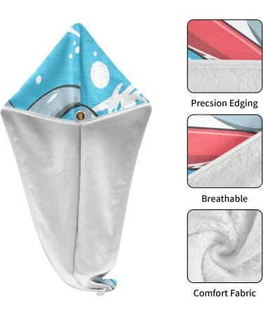 Shark Surfboard Hair Towel 2 Pack | Super Absorbent Quick Dry Hair Turbans for Women & Girls - Buy Online on GoSupps.com