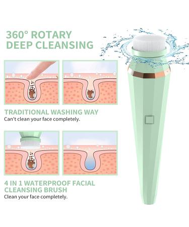 Xawy Facial Cleansing Brush - Rechargeable Waterproof 360 Spin Face Scrubber with 3 Modes and 4 Brushes for Deep Cleansing and Exfoliation - Ideal for Blackhead Removal and Massaging - Buy Online on GoSupps.com