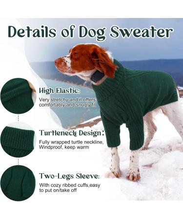 Iecoii Dog Sweater - Warm Turtleneck Winter Sweater for Small to Large Dogs & Cats | Perfect for Chihuahuas French Bulldogs & Labradors - X-Small Green - Buy Online on GoSupps.com