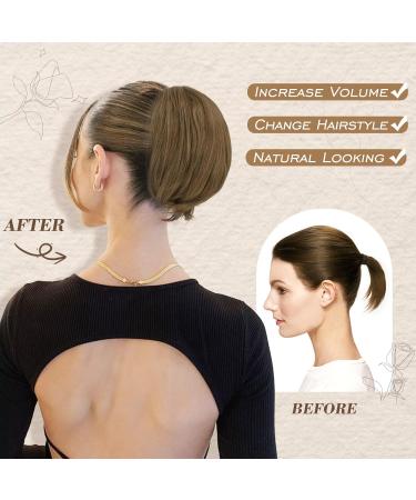 BARSDAR Synthetic Hair Dutt Extension - Golden Chestnut Brown Chignon with Clip | Short Pferdes Dutt for Women - 20cm - Buy Online on GoSupps.com