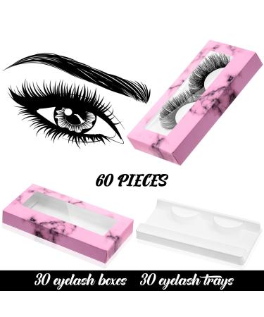 60-Piece Marble Empty Eyelashes Packaging Box and Tray Set | Soft Paper Eyelash Holder Case with 30 Lash Tray | Empty Eyelash Container for Lash Storage - Buy Online on GoSupps.com