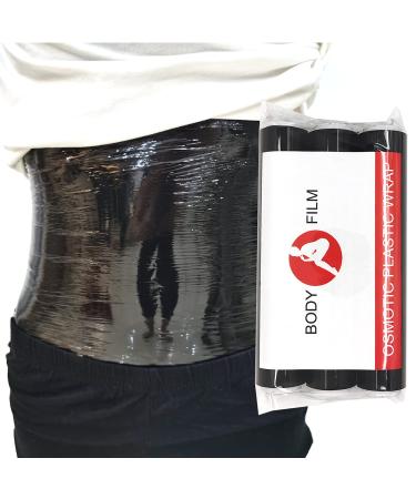 ZGDFSM 3 Rolls 60 Meters Premium Black Osmotic Plastic Slimming Body Wrap Film